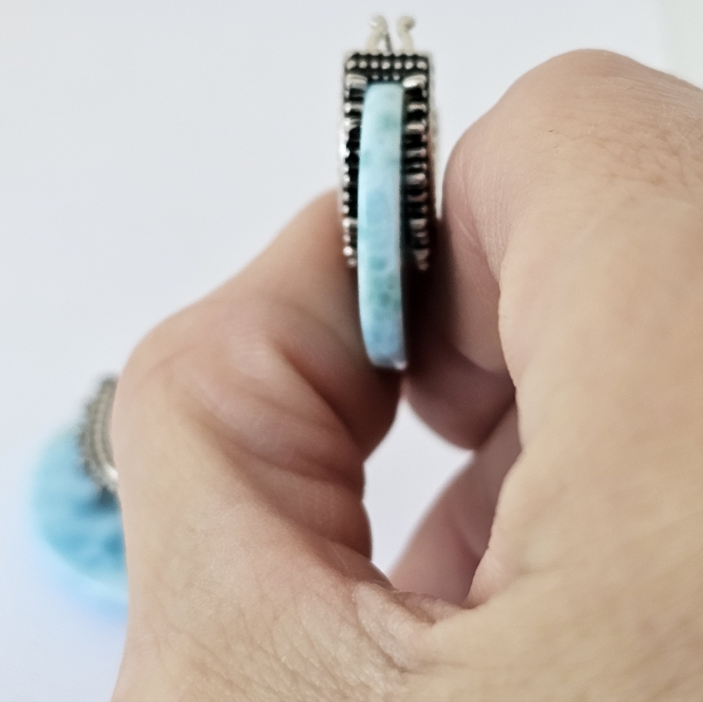 Genuine Dominican Republic Laramar Earrings 925 - Picture 6 of 6